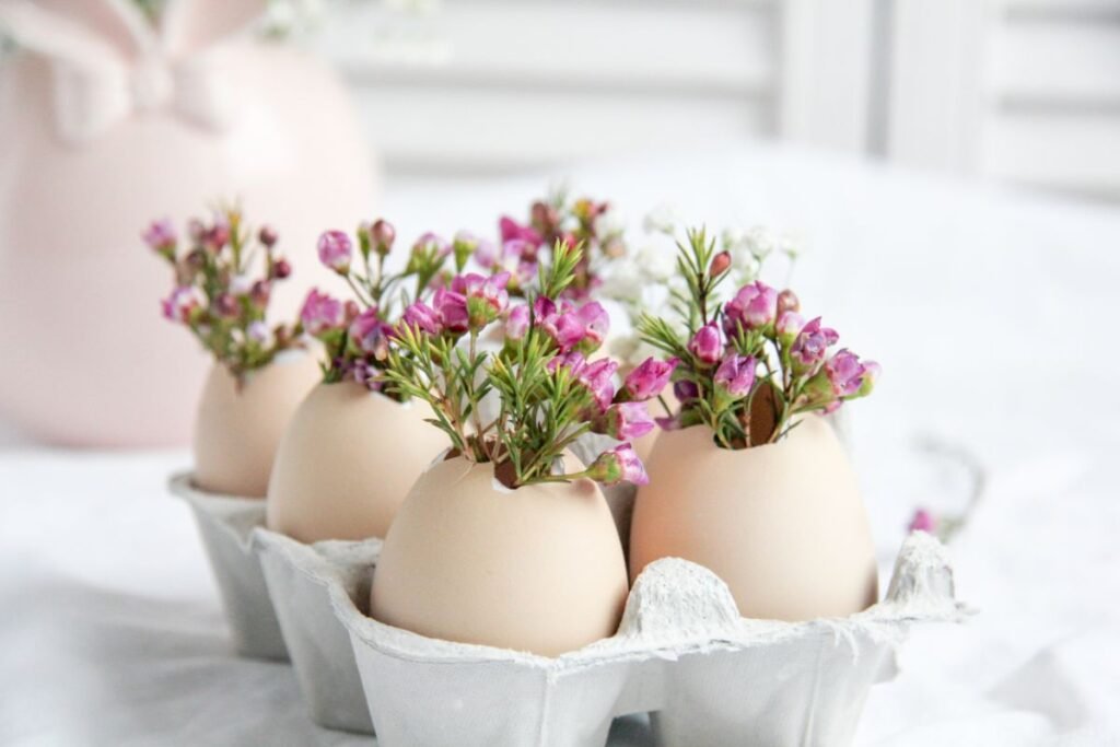 Kiaušinių lukštų vazonėliai