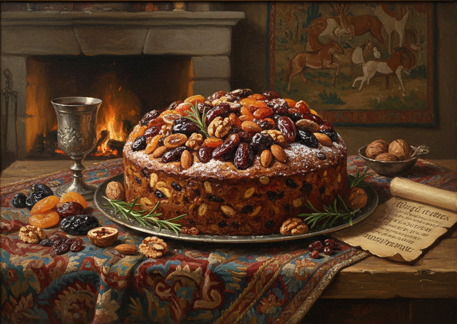 Senovinis džiovintų vaisių pyragas