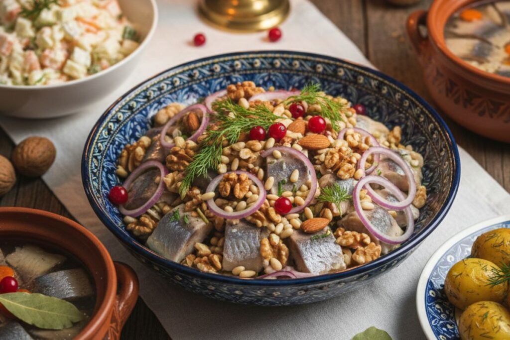 Silkė Kūčioms: silkė su riešutais