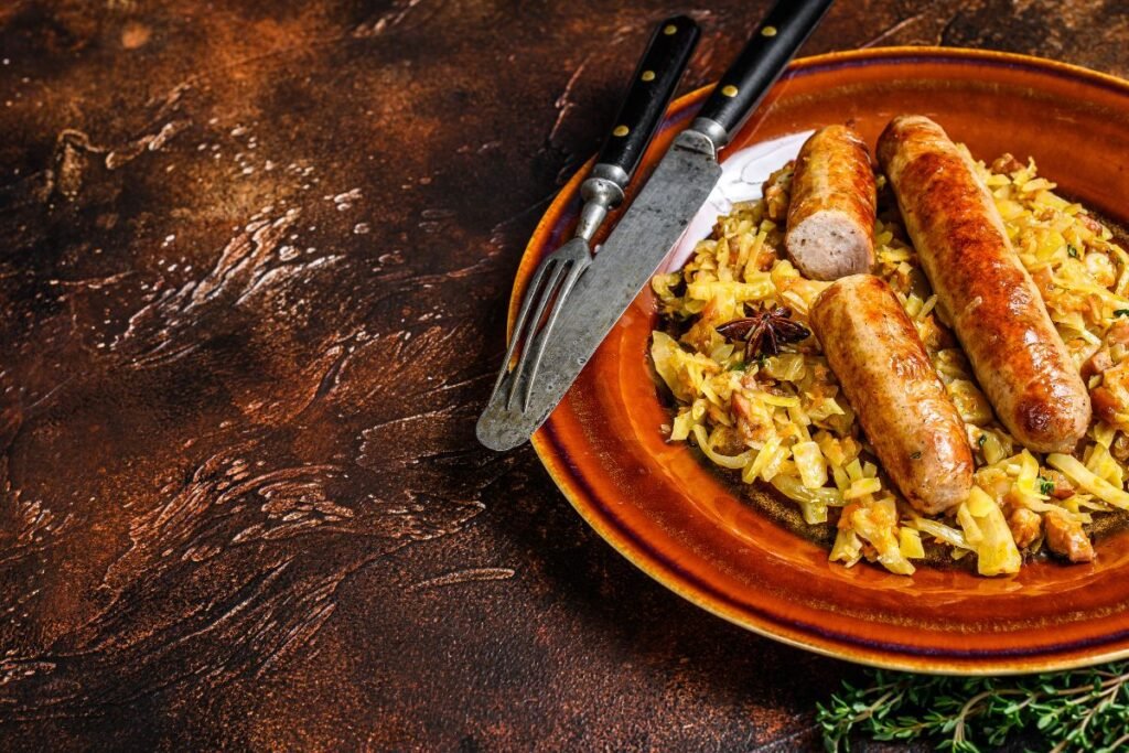 Tušinti kopūstai 5 | Derlingas.lt Tušinti kopūstai su dešrelėmis