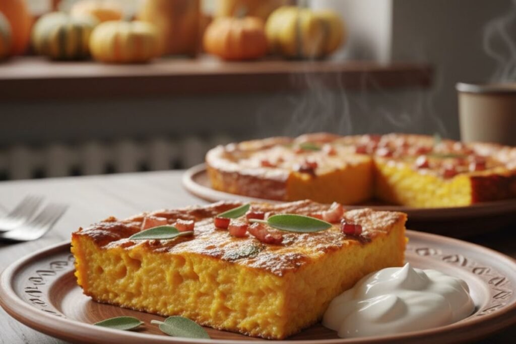 Auksinis moliūgų kugelis su bulvėmis