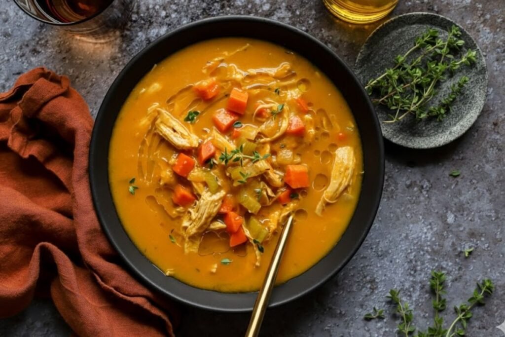 Morkų sriuba su vištiena – sotesniems pietums