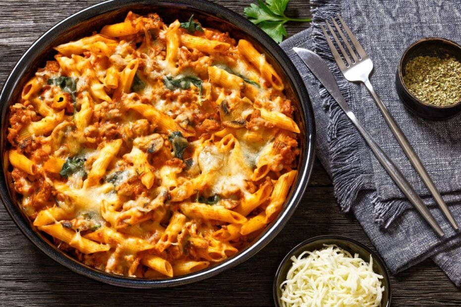 Makaronų apkepas su vištiena – šiluma bei jaukumas lėkštėje ir tobula skonio simfonija