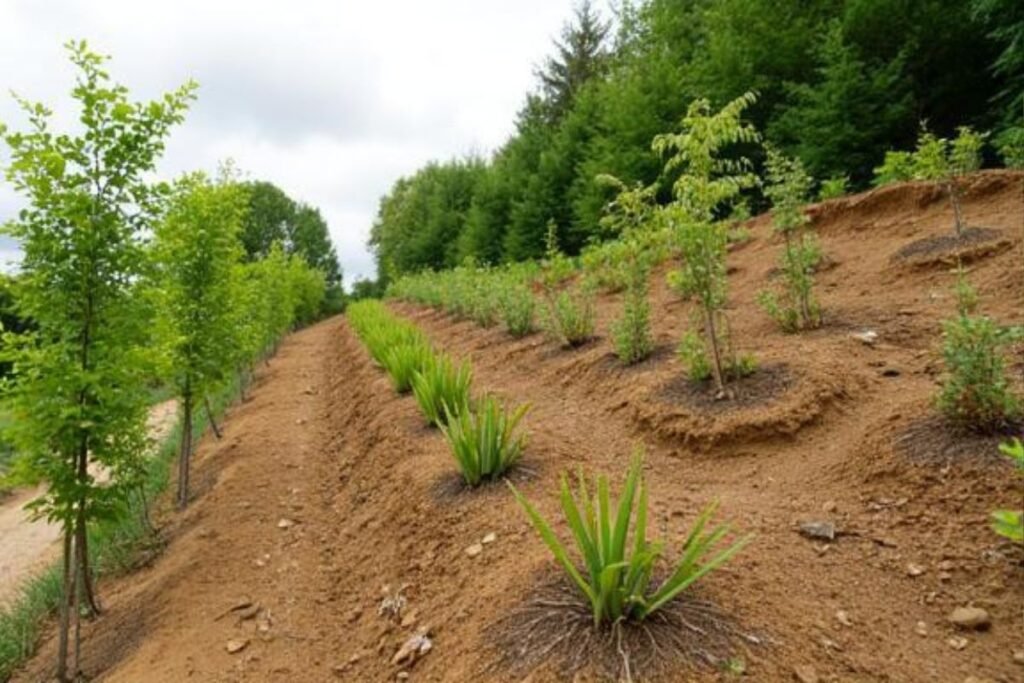 Šlaitų apželdinimas ir ir augalų sodinimas