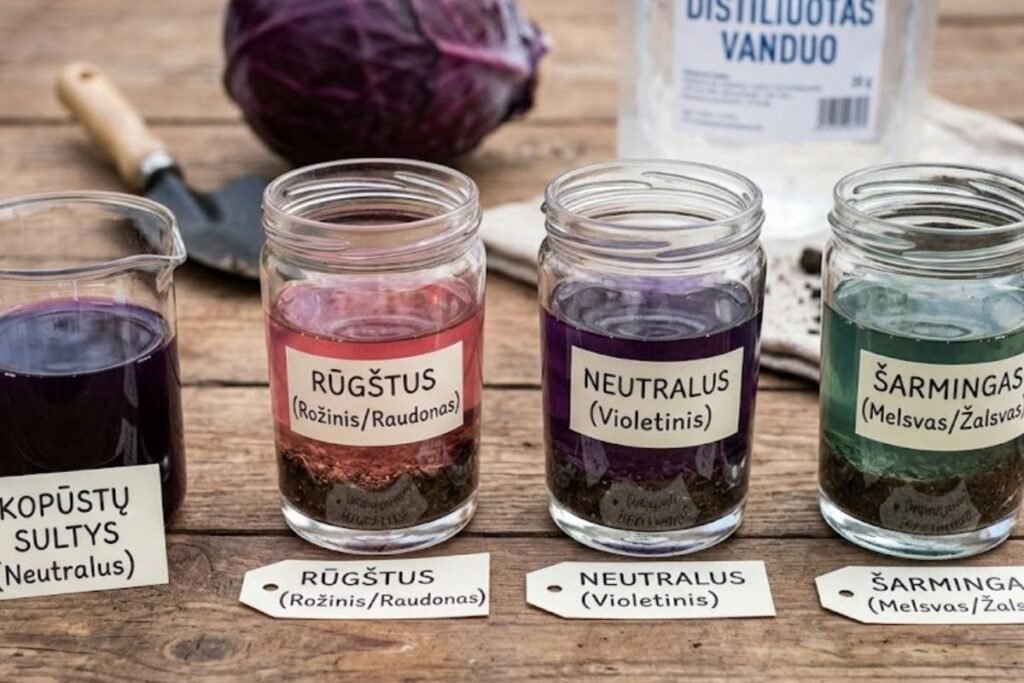 Dirvožemio pH: raudonojo kopūsto testas