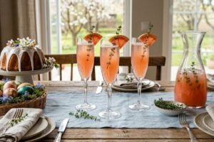 Šventinis Velykų gėrimas: Mimosa su greipfrutais ir čiobreliais – gaiva, kuri subalansuoja šventinį stalą