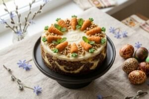 Morkų pyrago sūrio tortas – moderni Velykų klasika viename pjūvyje