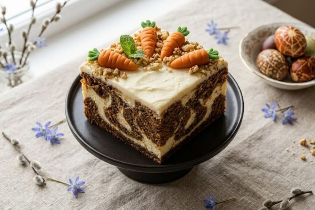 Šventinis morkų pyrago sūrio tortas