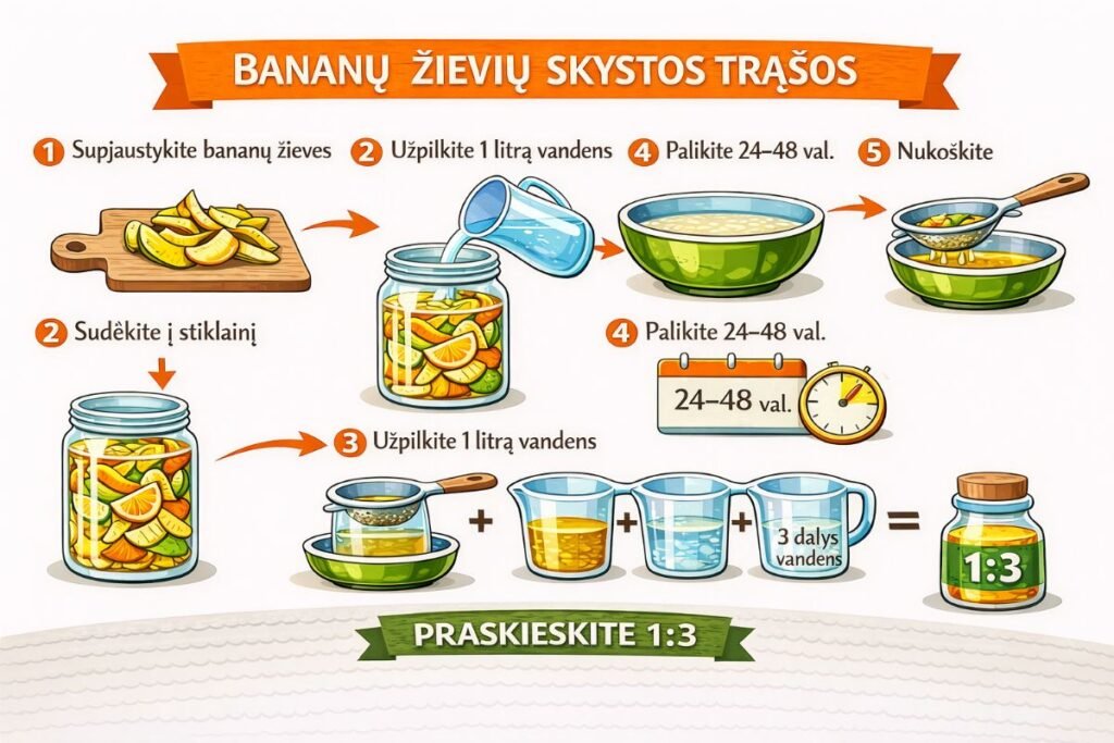 Skystos trąšos iš virtuvės atliekų