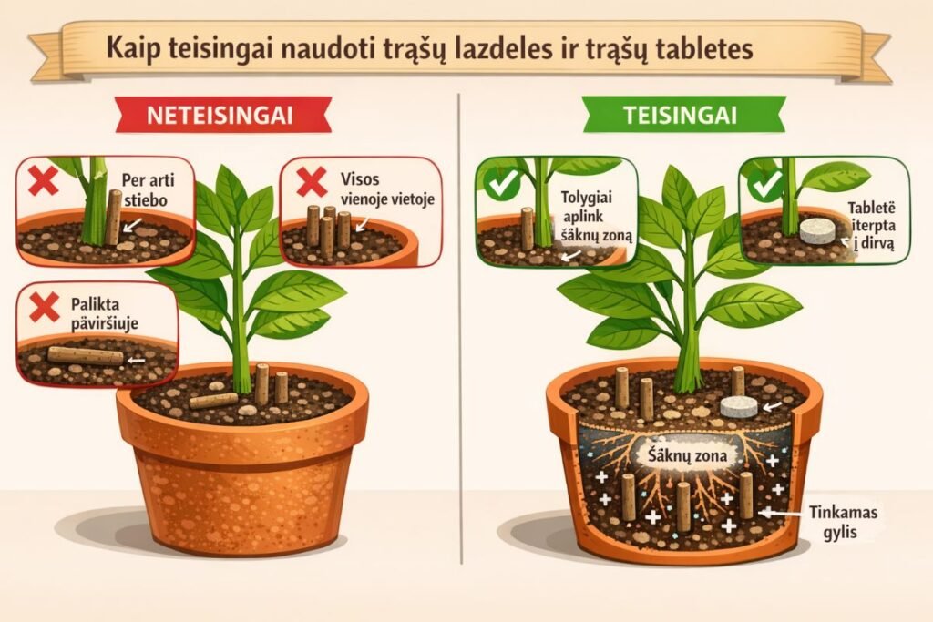 Trąšų lazdelės, trąšų tabletės