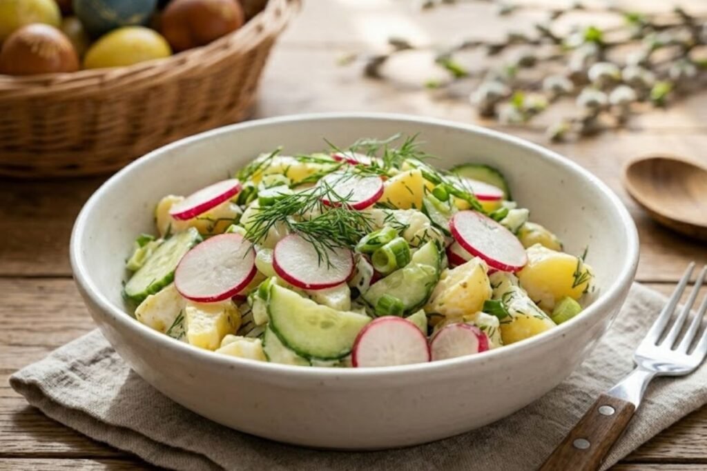 Pavasarinės bulvių salotos