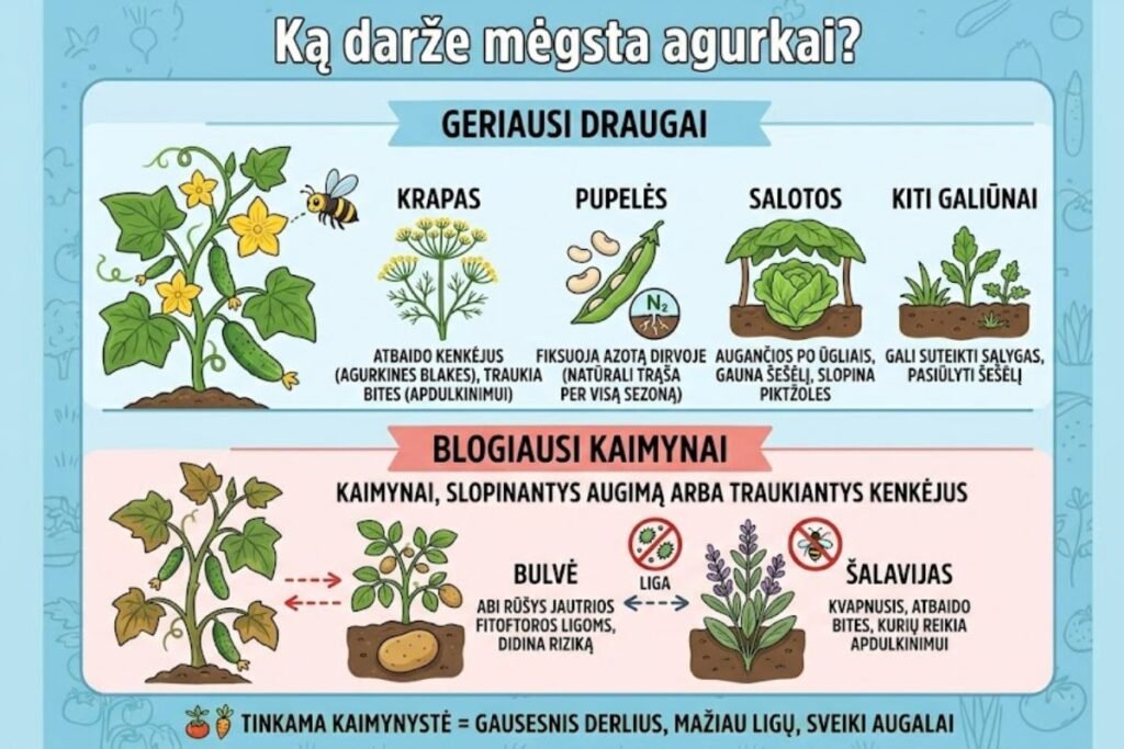Ką darže mėgsta agurkai?