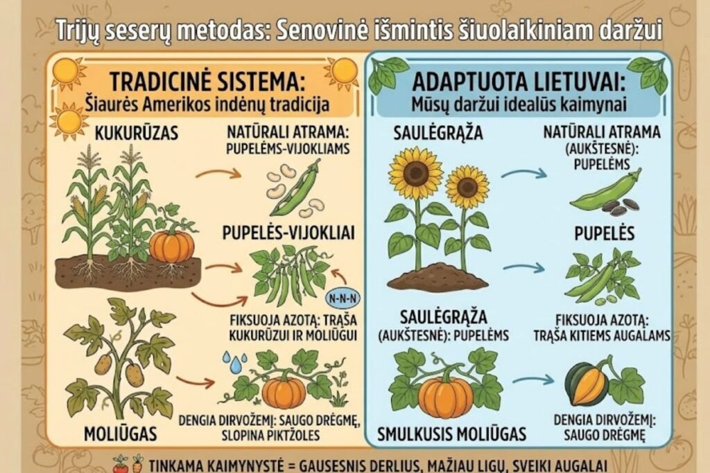 Augalų kaimynystė – Trijų seserų metodas