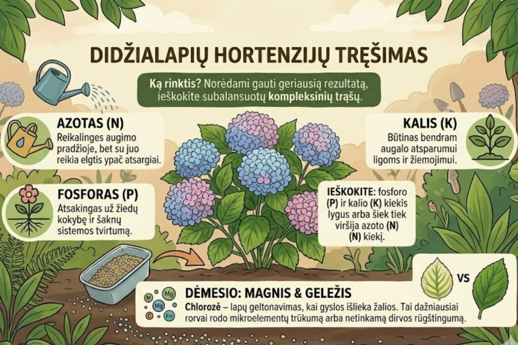 Didžialapių hortenzijų tręšimas: ką rinktis?