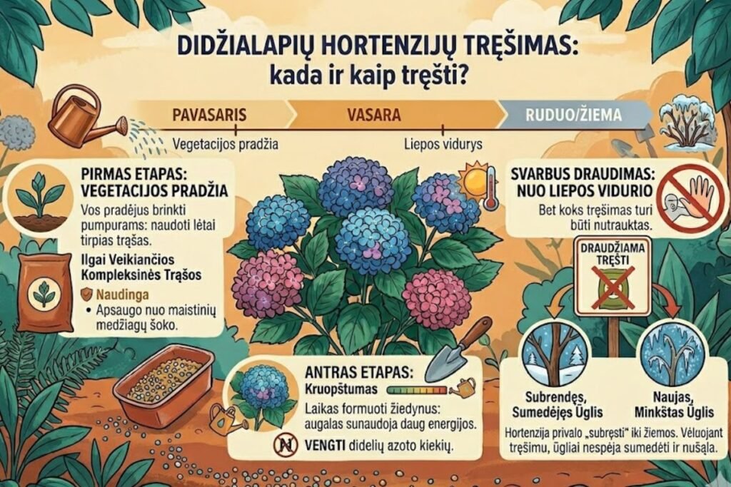 Didžialapių hortenzijų tręšimas: kada ir kaip tręšti?