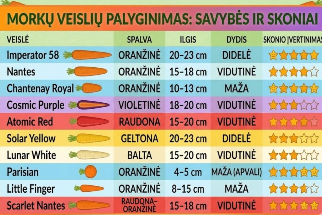 Populiariausios morkų veislės ir jų savybės