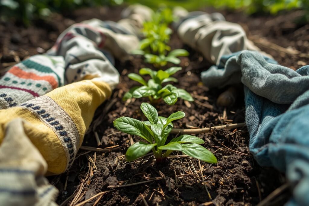 Senų drabužių panaudojimas sode