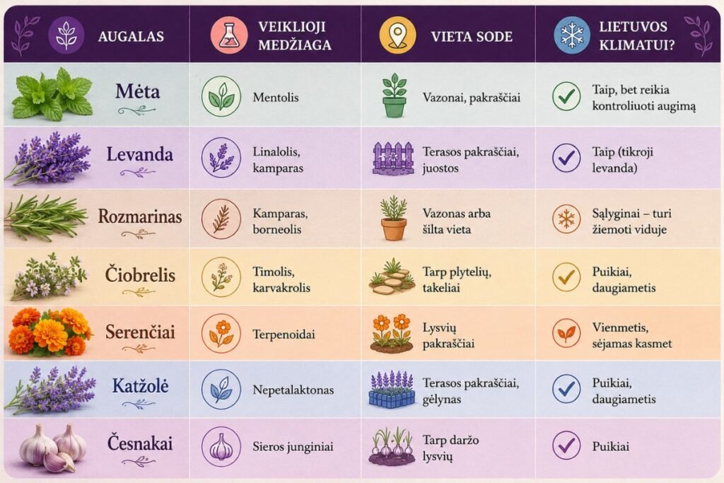 Augalai nuo skruzdžių: lyginamoji lentelė