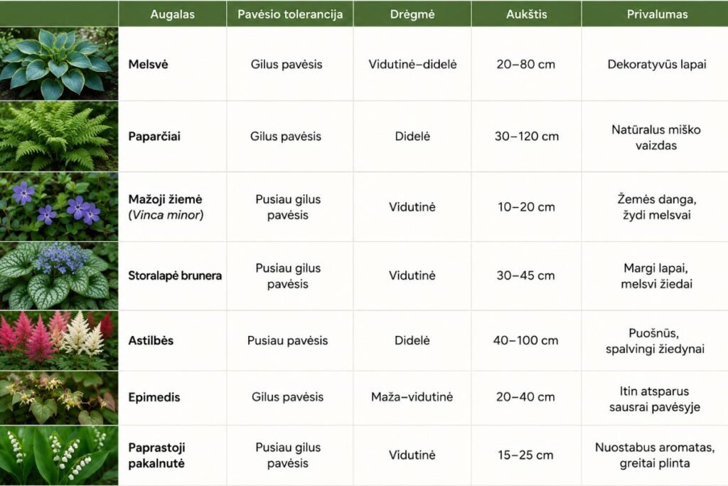 Nereiklų pavėsio augalai: ką pasirinkti?