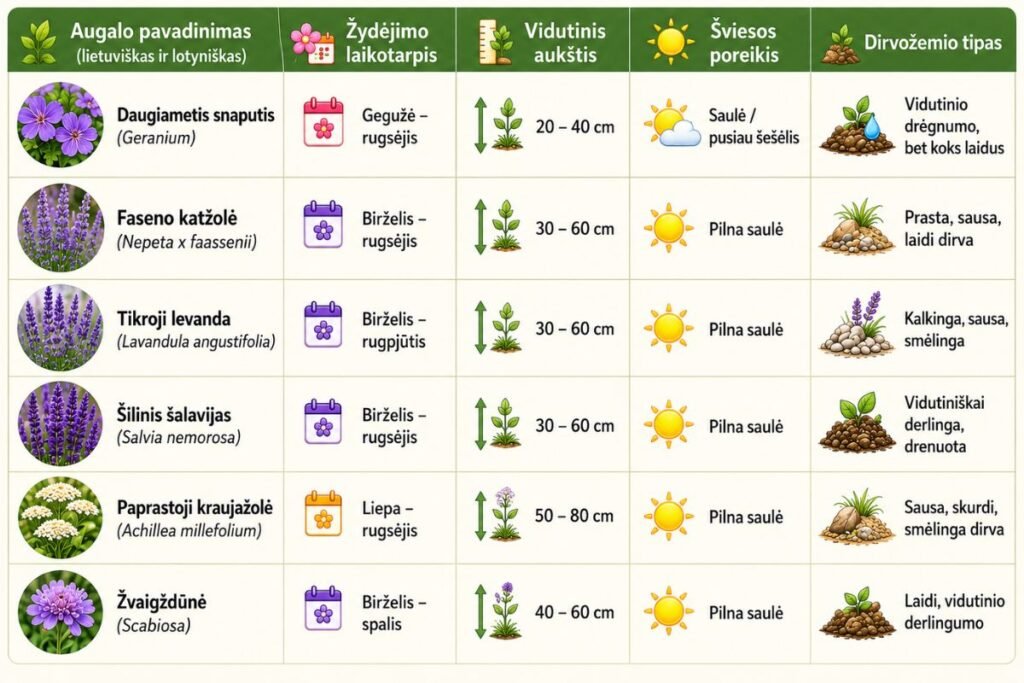 Visą vasarą žydinčios gėlės