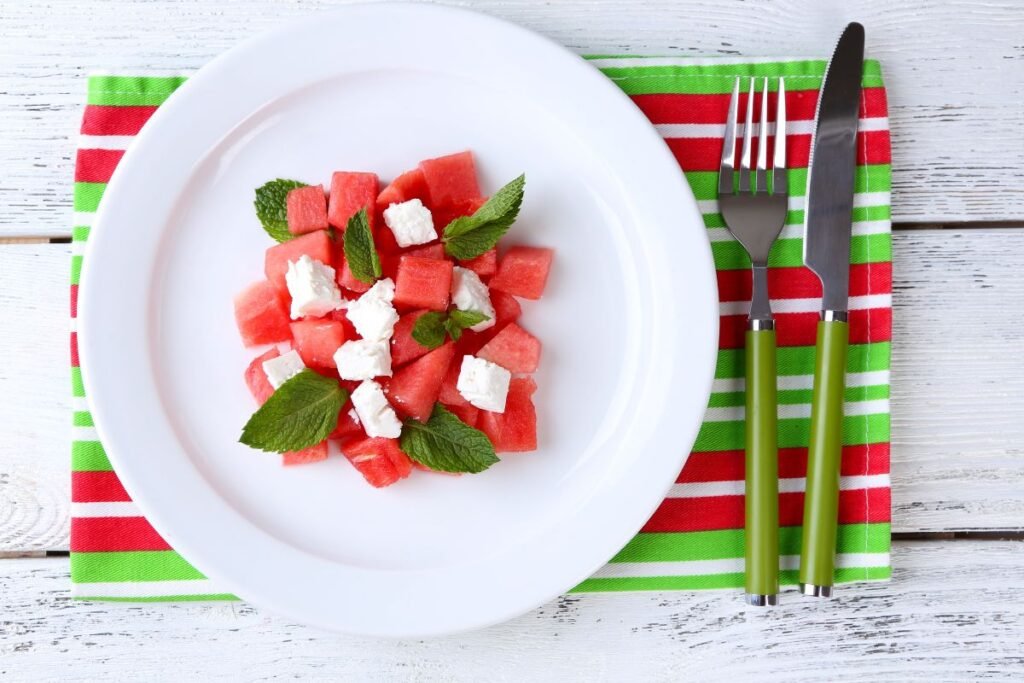 Minimalistinės salotos per 3 minutes: arbūzas su feta